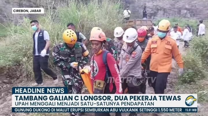 Dua Kakak Beradik Tewas Tertimbun Longsor Tambang Ilegal di Cirebon